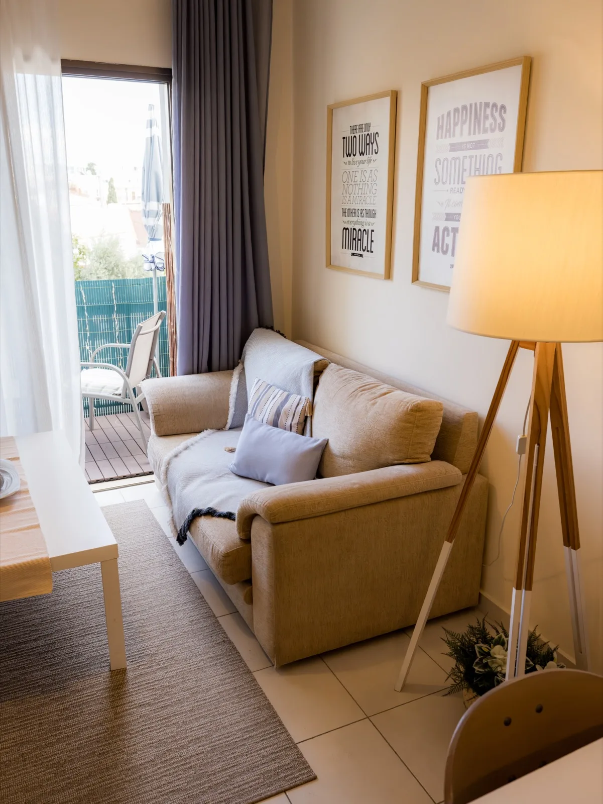 Living room opening onto the balcony — perfect for evening relaxation
